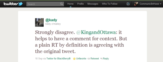 exchange about retweets with @kady