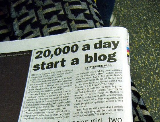 Blogging headline in newspaper Blogging headline in newspaper