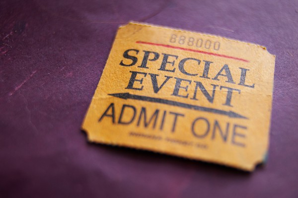 Ticket stub for Special Event, shallow DOF