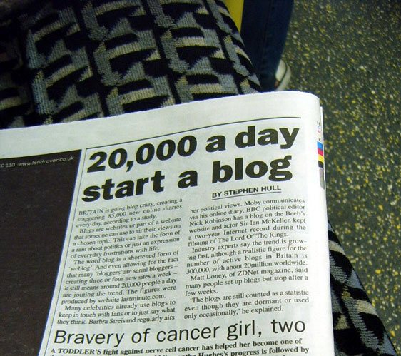 Blogging headline in newspaper