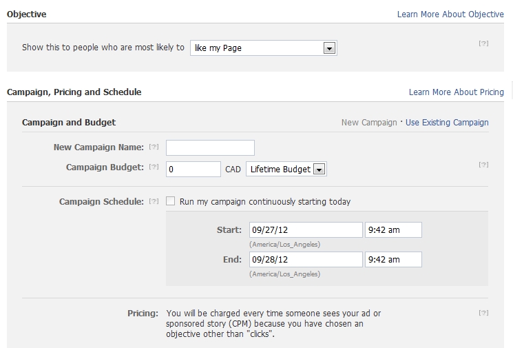 change to FB ads - impressions